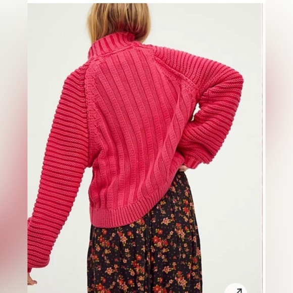 Free People Sweetheart Sweater Candy Blossom Pink Balloon Sleeve Small - Picture 3 of 9